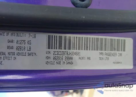 2018 Dodge Challenger R/T from USA, damaged, VIN 2C3CDZBT8JH334601